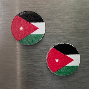 Jordan Flag Round Magnets (set of 2)–1/2 inch diameter–Use for crafts, projects, refrigerator magnets, etc.