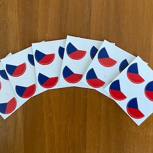 Czech Republic Flag Round Stickers, Set of 24–1/2 inch diameter–Use for crafts, scrapbooking, school projects, etc.