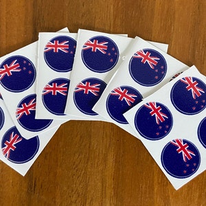 New Zealand Flag Round Stickers, Set of 24–1/2 inch diameter–Use for crafts, scrapbooking, school projects, etc.
