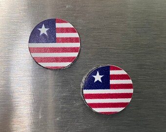 Liberia Flag Round Magnets--(set of 2)--1/2 inch diameter–Use for crafts, projects, refrigerator magnets, etc.