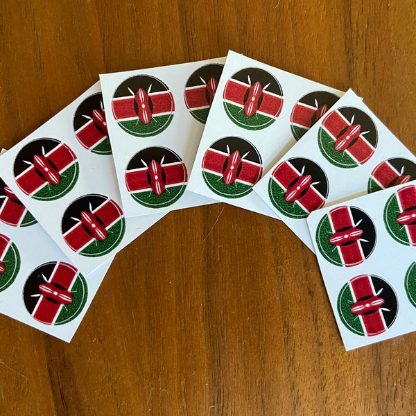 Kenya Flag Round Stickers, Set of 24–1/2 inch diameter–Use for crafts, scrapbooking, school projects, etc.