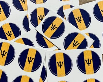 26 Barbados Flag Round Stickers (1/2 inch diameter)