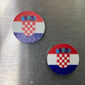 Croatia Flag Round Magnets--(set of 2)--1/2 inch diameter–Use for crafts, projects, refrigerator magnets, etc.