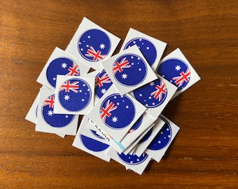 Australia Flag Round Stickers, Set of 24–1/2 inch diameter–Use for crafts, scrapbooking, school projects, etc.