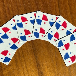 Panama Flag Round Stickers--(set of. 2)--1/2 inch diameter–Use for crafts, scrapbooking, school projects, etc.