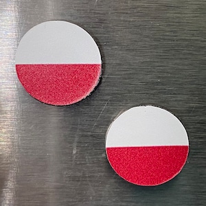 Poland Flag Round Magnets-(set of 2)-1/2 inch diameter–Use for crafts, projects, refrigerator magnets, etc.