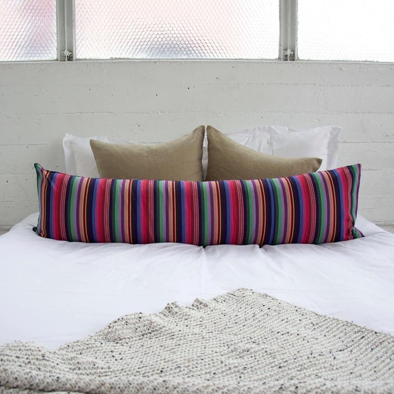 Colorful Rainbow Striped Extra Long Lumbar Pillow 14x50 Etsy