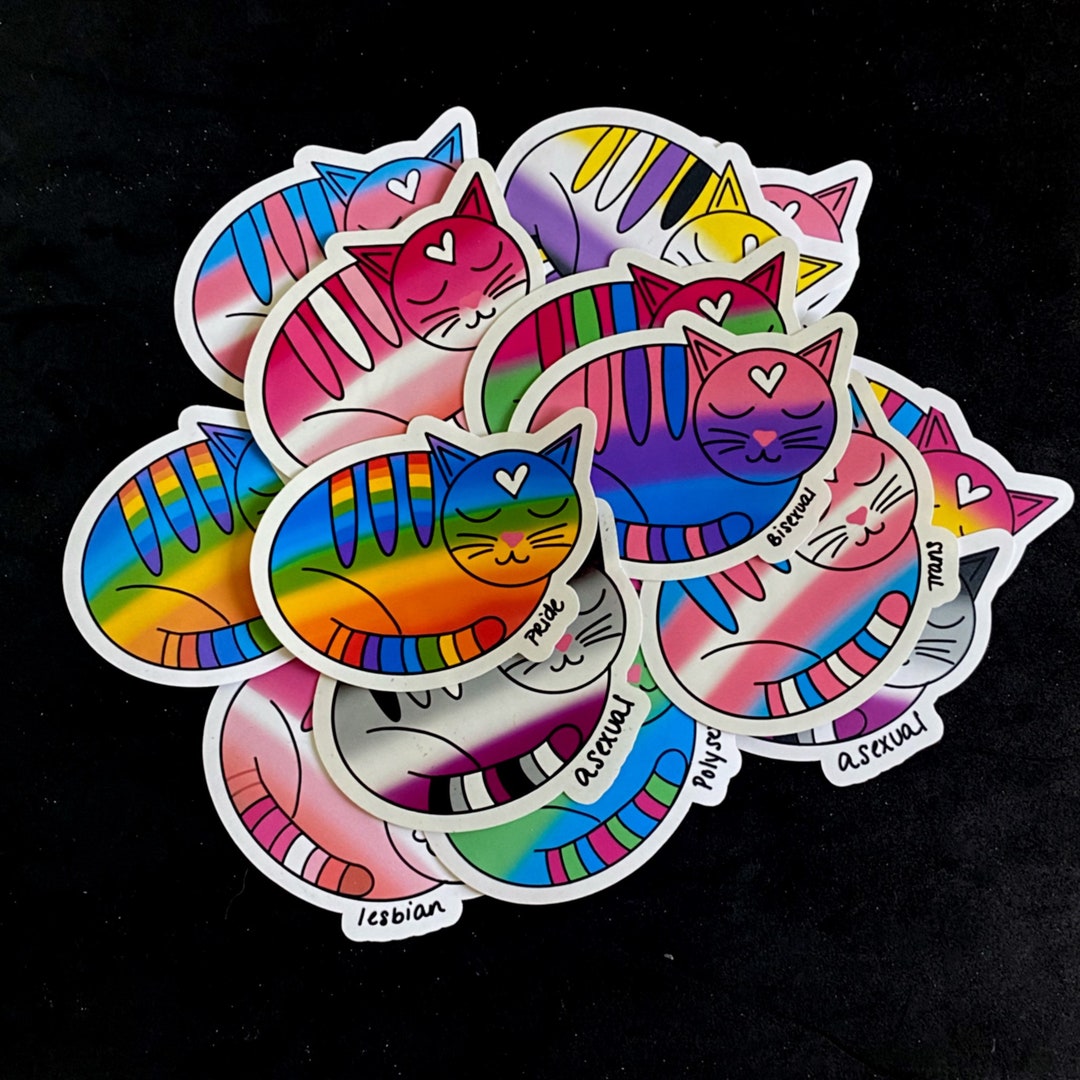 Pride Kitties Sticker Pack 8 Pcs Lgbtq Stickers Trans Stickers Bisexual Stickers Gay Stickers