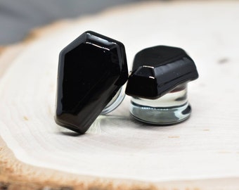Muertos Coffin Pair Glass Ear Gauge Plug