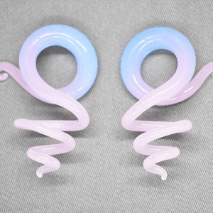 Cotton Candy Spiral Glass Pair