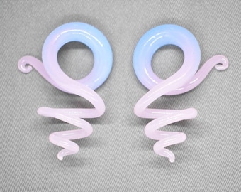 Cotton Candy Spiral Glass Pair