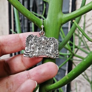 Silver Earrings, Big Silver Earrings, Large Statement Earrings, Exotic Jewelry, Very Big Textured Mayan Silver Earrings, Very Big Bold gift image 4