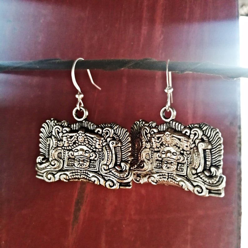 Silver Earrings, Big Silver Earrings, Large Statement Earrings, Exotic Jewelry, Very Big Textured Mayan Silver Earrings, Very Big Bold gift image 6