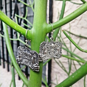 Silver Earrings, Big Silver Earrings, Large Statement Earrings, Exotic Jewelry, Very Big Textured Mayan Silver Earrings, Very Big Bold gift image 9