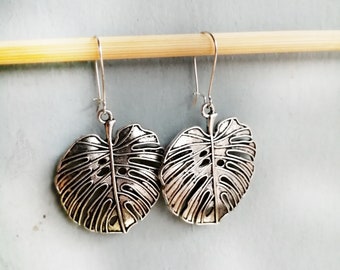 Silver Leaf Natural Earrings for Women