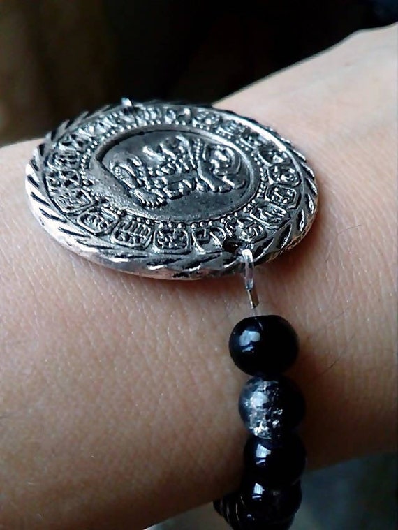 Collana DONNA Ciondolo Tribale Maya Inca Laccetto Cordino intrecciato Nero