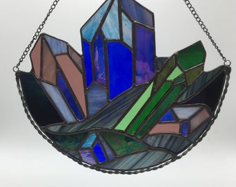 Stained Glass Multi-Colored Crystal Cluster Suncatcher
