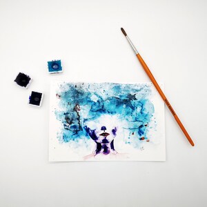 HEAD IN CLOUDS, Kunstdruck, Aquarell, limitiert, handveredelt, Postkarte, Poster