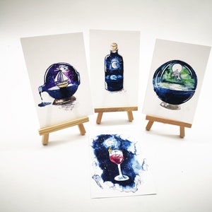 Glaswelten - Set, FINE ART PRINT, Kunstdruck, Aquarell Illustration, 4er Set Print