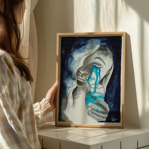 Opera d'arte originale ad acquerello "No lacrima è persa" unica nel suo genere