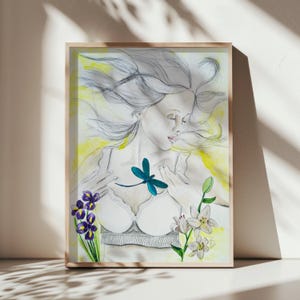 Opera d'arte originale ad acquerello "Light" unica nel suo genere