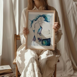 Opera d'arte originale ad acquerello "Colliding Galaxies" unica nel suo genere
