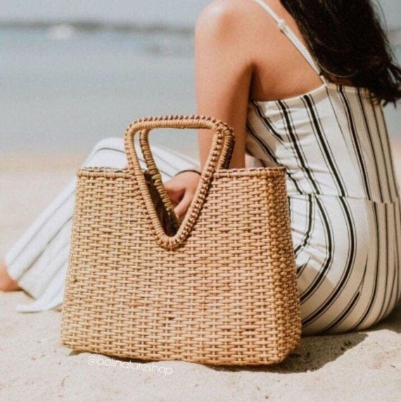 rattan tote bag