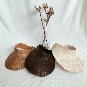 Handmade Retro-Styled Straw Visors - Sustainable Lontar Palm - Bulk Options - Supporting Female Weavers of Bali