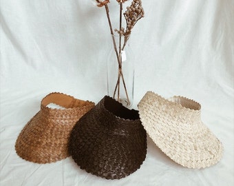 Handmade Retro-Styled Straw Visors - Sustainable Lontar Palm - Bulk Options - Supporting Female Weavers of Bali