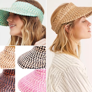 Handwoven Lontar Palm Leaf Sun Visor - Sustainable, Water-Tolerant, One-Size - Colorful Beach Accessory from Bali