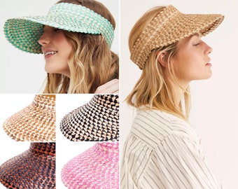 Handwoven Lontar Palm Leaf Sun Visor - Sustainable, Water-Tolerant, One-Size - Colorful Beach Accessory from Bali