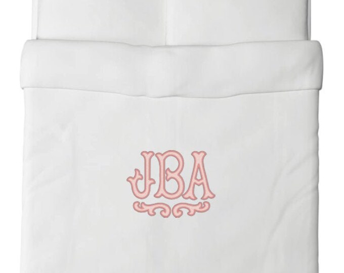 Monogrammed Duvet Cover, White Percale Etsy