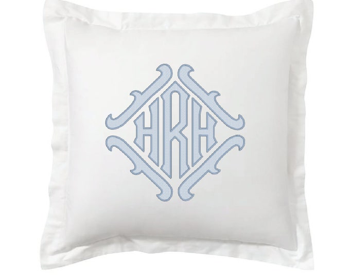 Monogrammed Euro Sham, White Percale Etsy