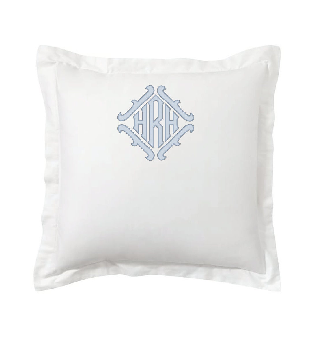 Monogrammed Euro Sham White Percale Etsy