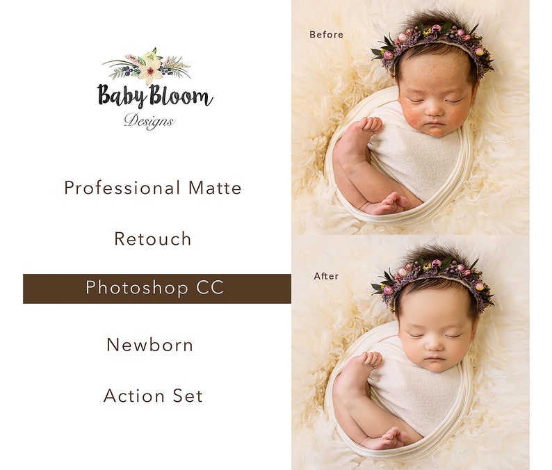 Newborn Professional Matte Photoshop Retouch Actions image 1