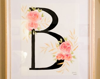 Custom made Floral Watercolor Letters, Capital Letter, Last name ideas, Name ideas, Words, Floral Art, Botanical Art, Personalized letters