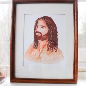 DIGITAL DOWNLOAD, PRINTABLE, Smiling Christ Watercolor Painting, Christ Portrait, Jesus Christ Painting, Watercolor Christ, Jesus Wall Art image 3