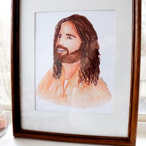 DIGITAL DOWNLOAD, PRINTABLE, Smiling Christ Watercolor Painting, Christ Portrait, Jesus Christ Painting, Watercolor Christ, Jesus Wall Art image 2