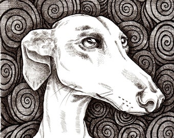 Custom Pen and Ink - Watercolour - Pet Portrait with Background Commission - Memorial - Hand Drawn Traditional Art - Stippling and Dotwork