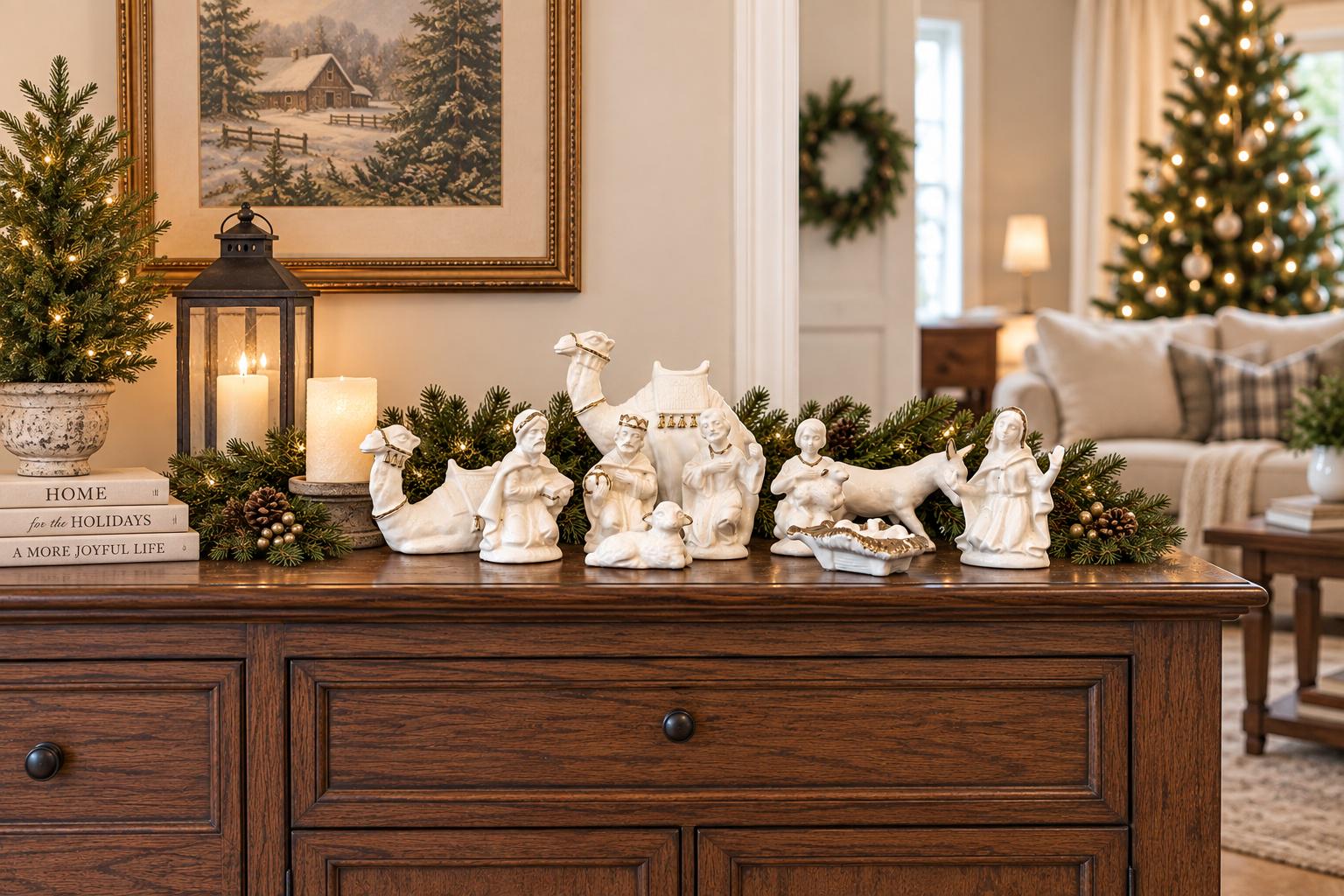 White Gold Porcelain Nativity Set - Etsy
