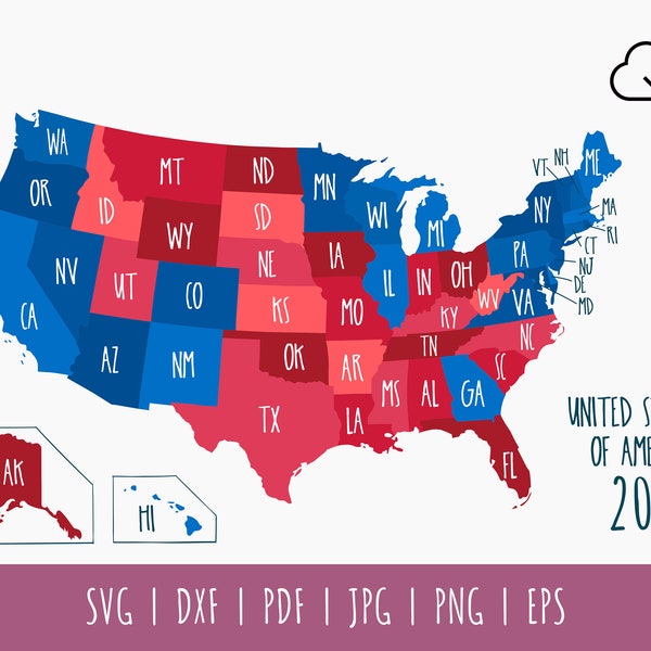 Victory Sale! 2020 Election Map Svg, US Map Svg, Election 2020 Svg Files, United States Map Svg, Democrat Republican Svg