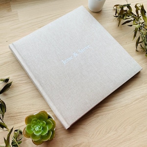 Album fotografico personalizzato con copertina in lino e tasche per le foto