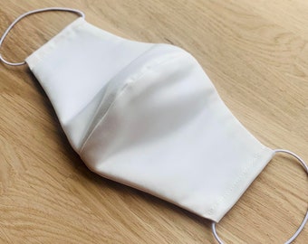 Elfenbein Satin Hochzeit Gesichtsmaske, doppellagige Braut Gesichtsmaske