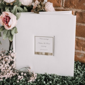 Beige Hochzeitsalbum mit Karte für bis zu 300 Fotos