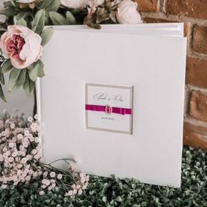 ダイヤモンド付きパーソナライズアイボリーフォトアルバム、結婚祝い