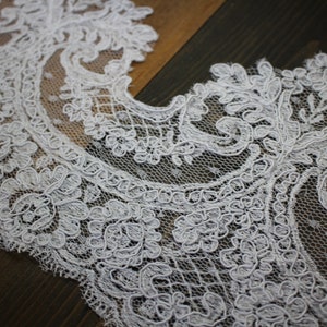 MUSTER Französische Spitze, weißer Spitzenstoff, Weiße Spitze Material, Spitzenstoff Hochzeit, Spitzenbesatz Schleier, Spanien Stil Spitzenbesatz