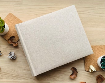 Natural linen photo album, luxury wedding album