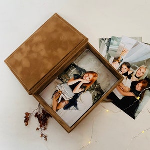 Christmas Gift, Velvet Photo Box, Box for 4x6 photos