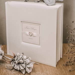 Large ivory color wedding photo album with personalization - capacity up to 720 pictures  - sized 4 x 6.