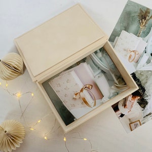 Beige Wedding Photo Box, Velvet Photo Box, Box for 4x6 photos